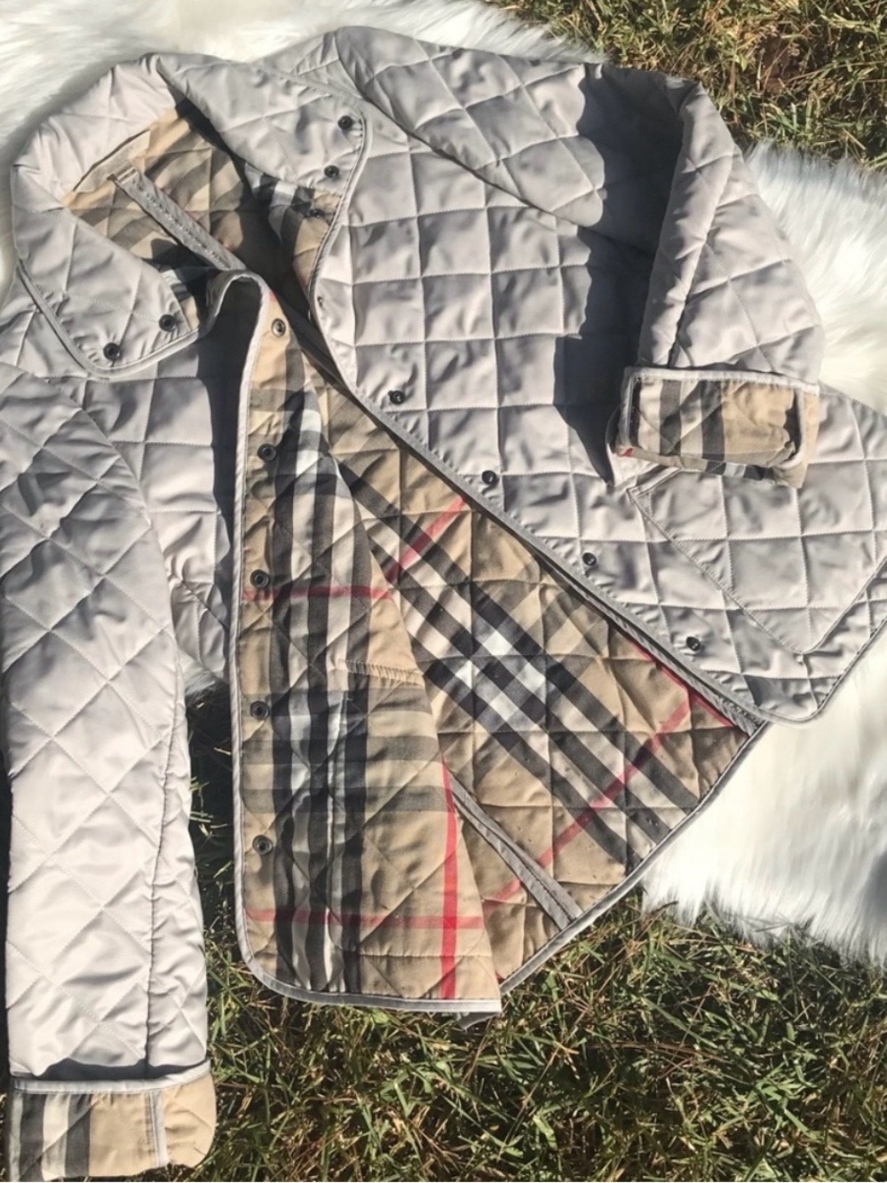 Burberry Quilted Tan nova check coat Sz. S